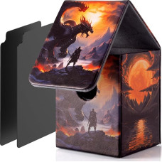 JoyHood Deck Box for YGO Cards with 2 Premium Card Separators, Holds 100+ Individual Cards Trading Card Box, Card Box Compatible with TCG/OCG/MTG (Dusk Dragon Fire)