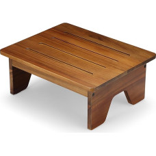 Perfnique Wooden Step Stool, 6.5 Inch Single Step Stool for Adults, 500 lbs Load, Non-Slip Wooden Step Stool for High Beds, Single Step Ladder for Bedroom, Kitchen, Bathroom, Kids, Elderly