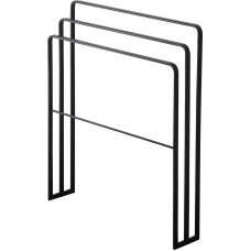 Yamazaki 4980 TOWER Vonios rankšluosčių laikiklis su trimis bėgeliais, juodas plienas, minimalistinis 70 x 14 x 81 cm
