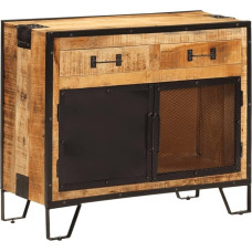 vidaXL stalčius, komoda su daugybe stalčių, aukštų lentų svetainės spintelė su durimis, metalinės kojos, spintelė, stalčius, šoninė spintelė, kietas neapdorotas mango medis, metalas