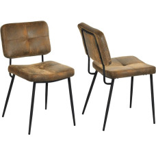 MEUBLE COSY Valgomojo kėdės, 2 kėdės, virtuvės kėdės, vintažinės svetainės kėdės, minkštos kėdės su atlošu, zomšinė sėdynė, metalinės kojos, retro, rudos spalvos, 54 x 45 x 82 cm