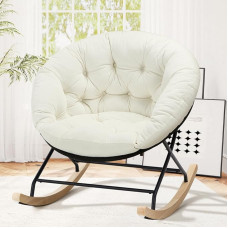 COLAMY Rocking Chair for Kids Room, Padded Glider, Rocking Chair, Comfortable Living Room Chair with High Back and Metal Legs, for Living Room, Bedroom, Office, Cream