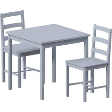 Vida Designs Yorkshire Dining Table and Chairs Set Kitchen Home Furniture, Wood, Grey, 2 Seater