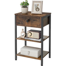 FAVOOSTY Naktinis staliukas su stalčiumi, kavos staliukas, 2 atviros lentynos, maža naktinė spintelė, taupanti erdvę, medinė medžiaga, sofos staliukas, telefono staliukas, komoda, skyriai, miegamojo akcentas