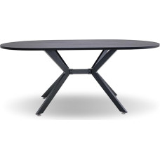 FRANKYSTAR Marui Big - Ovalus valgomojo stalas, pagamintas iš medžio ir metalo, su vidurio pėda Ashi 180 x 100 cm - Juoda mediena