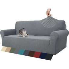 MAXIJIN Žakardinis sofos užvalkalas 3 vietų 1 dalies sofos užvalkalas Neslystantis apsauginis užvalkalas sofai, skirtas svetainei, ištempiamas užvalkalas šunims ir naminiams gyvūnams su neslystančiomis putomis (3 vietos, šviesiai pilka)