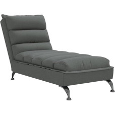 vidaXL Chaise Lounge with Cushion, Recliner Chair with Plywood Slats, Metal Legs, Recliner for Living Room, Recliner Chair, Deck Chair, Dark Grey Fabric