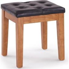 MILCIL Gepolsterter Ottomane Hocker mit gepolstertem Sitz, getufteter Schminkhocker mit Massivholzbeinen, Akzenthocker, Kunstleder schwarz