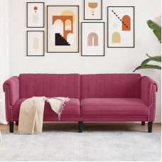 Somanki Sofa 3-Sitzer Weinrot Samt, Poilsio sofa, Sofos ir sofos, Relaxsofa, Couch für Wohnzimmer, 372589