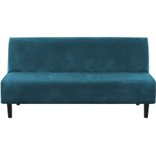 LINGKY Velvet Sofos be porankių užvalkalas, storesnis tempiamasis sofos lovos užvalkalas, baldų apsauga, paprastas neslystantis tempiamasis sofos užvalkalas, tinka sulankstoma sofa, lova be porankių (Deep Teal)
