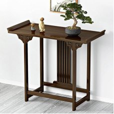 Derliaus stiliaus bambuko konsolės stalas Siauras įėjimas Kinų stiliaus sofos stalas gyvenamojo kambario fojė už kavos staliuko (80 cm)