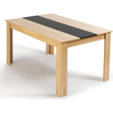 IDMarket - Georgia stačiakampis valgomojo stalas 6 sėdimoms vietoms, buko ir juodos spalvos, 140 x 90 cm