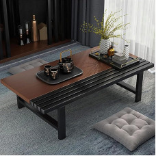 Japoniško stiliaus medinis arbatos stalas grindų sėdi derliaus altorius valgomasis stalas meditacijos stalas (riešutmedžio/vyšnios spalvos)