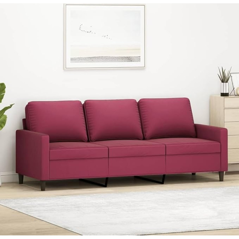 ZEYUAN 359213 3-vietė sofa, vyno raudona, 180 cm, aksomas, poilsio sofa, sofos ir kušetės, poilsio sofa, sofa svetainei, sofa su miego funkcija