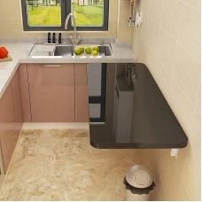 Klapptisch zur Wandmontage, für Waschküche, Arbeitszimmer, Küche, Bar, zusammenklappbarer Schreibtisch für kleine Räume, schwimmender Schreibtisch für Esszimmer, schwarz, 120 x 40 cm