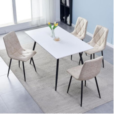 Btrpily Dining Chairs, Metal Frame Dining Chairs for Kitchen Room Technology Fabric Chair for Living Room Bedroom (Beige), 4 Pieces