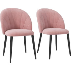 HOMCOM 2 minkštų šiaurietiško ir ergonomiško dizaino valgomojo kėdžių rinkinys, metalinės ir rausvo aksomo virtuvės ir svetainės kėdės, 52 x 54 x 79 cm
