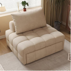 Sofa lova mažam kambariui, sulankstoma svečių lova, patogi sulankstoma sofa lova, atlenkiama sofa, minkšta futono kušetė, lova, ištraukiama sofa (spalva: smėlio, dydis: 145 cm)