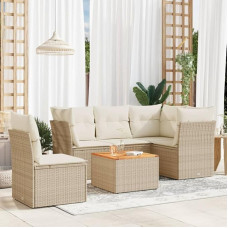 Homgoday Gartensofa-Set 6-teilig mit beigefarbenen Kissen aus Polyrattan, Lauko sofos sodui, Gartenmöbel-Set für den Außenbereich, Gartenmöbel Type3223643