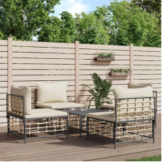 BUKSCYJS Maža sofa, miegamoji sofa, 5 dalių sodo svetainės komplektas su pagalvėlėmis, antracito spalvos iš rotango, tinka svetainei, miegamajam, svetainei, priimamajam, prieškambariui