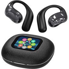 Wireless Bluetooth 5.4 Smart Touch Screen Open Ear Earbuds with Ear Hooks Over Ear Sport Earphones with Screen ENC Noise Cancelling Air Conduction Touchscreen Bluetooth Headphones for Gym Work Running