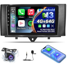 4G + 64G Android 13 automobilinis radijas Mercedes Benz Smart Fortwo 2011-2015 m. - 9 colių jutiklinio ekrano radijas su belaidžiu Carplay ir Android Car/WiFi/GPS/Bluetooth 5.0/32 EQ/FM RDS radijas