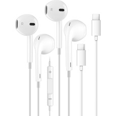 USB-C-Kopfhörer, USB-Typ-C-Kopfhörer für iPhone 15, HiFi-Stereo, Geräuschunterdrückung mit Mikrofon und Lautstärkeregler für iPhone 15 Pro, iPad Pro, Galaxy S23/S22/S21/S20/Ultra Note 10/20, Pixel