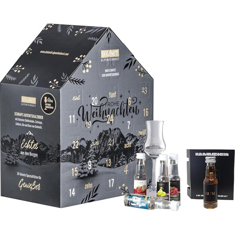 DOLOMITI Adventskalender Haus incl. Rum Miniatur by Schnapsbaron®