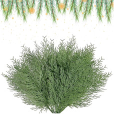 Ikosora 50 Pieces Artificial Pine Branches, Christmas Green, Green Pine Branches for Decorating, DIY Christmas Tree Garland, Christmas, Winter, Wedding, Garden Decoration and Christmas Tree Fillers