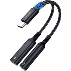 ZOOAUX USB C ausinių adapteris ir įkrovimo adapteris, 2 in 1 USB C adapteris su lizdu palaiko 60 W greitą įkrovimą, USB C 3,5 mm lizdo adapteris Sumsung S21/S21 Ultra/S20/S20 Ultra/Note20, Huawei P40