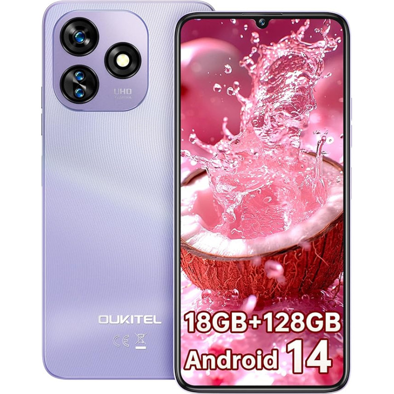 OUKITEL C51 išmanusis telefonas be sutarties - 18GB + 128GB mobilusis telefonas be sutarties 6,8 colių 90Hz ekranas, 