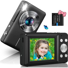 Skaitmeninis fotoaparatas 1080P FHD fotoaparatas 44MP Fotoaparatas Kompaktiškas fotoaparatas su 16X skaitmeniniu priartinimu LED užpildymo šviesa Vaizdo stabilizavimas Mini asmenukių fotoaparatas Nešiojamas skaitmeninis fotoaparatas vaikams paaugliams pra