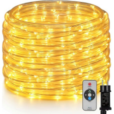 OxyLED rope lights outdoor 20 m, 300 LEDs rope lights outdoors indoors 7 modes IP44 waterproof rope lights LED tube for outdoors indoors garden festival party wedding warm white