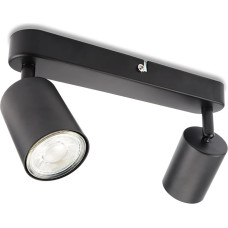 da LIGHT LED Ceiling Light, 2-Bulb, Rotating and Swivelling Ceiling Spotlight, Wall Spotlight, GU10 (without Bulb), Retro/Vintage Ceiling Light, 230 V, Black, for Living Room, Bedroom, Kitchen