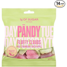 PANDY Mažai angliavandenių turintys saldumynai - sveiki saldumynai - laukinės braškės ir vaisiniai žalieji obuoliai - nauji saldainiai iš putų, tik 1 g cukraus ir 70 kalorijų, 14 × 50 g