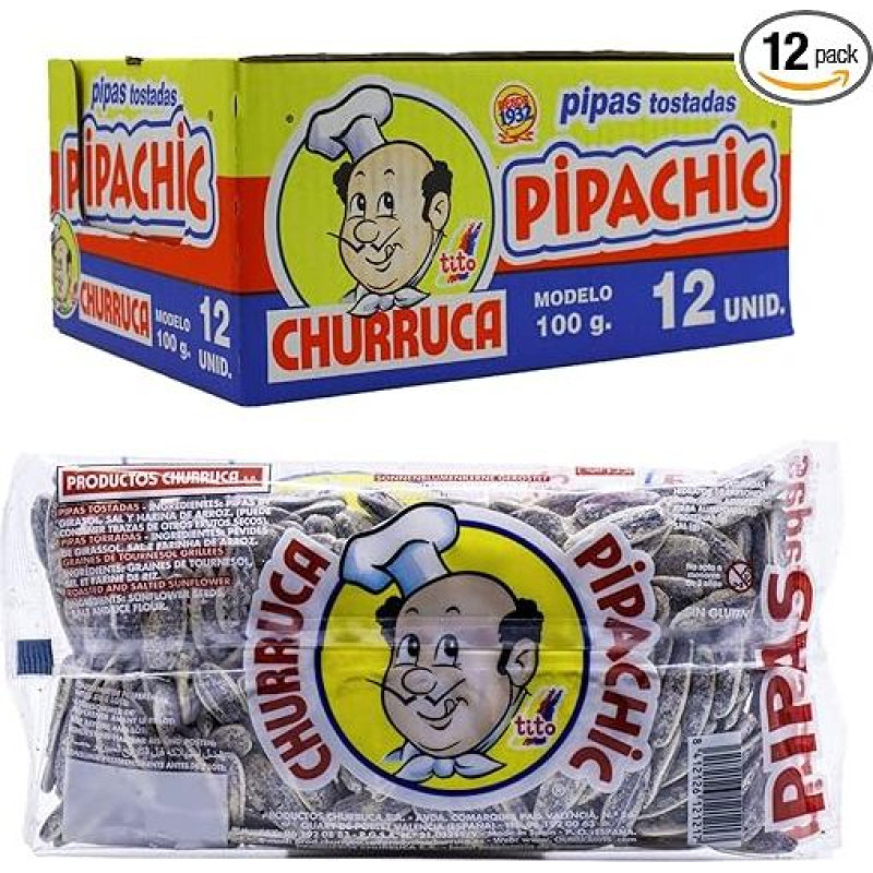 12 x 100g Pipas Tostadas Pipachic Churruca Roasted Sunflower Seeds