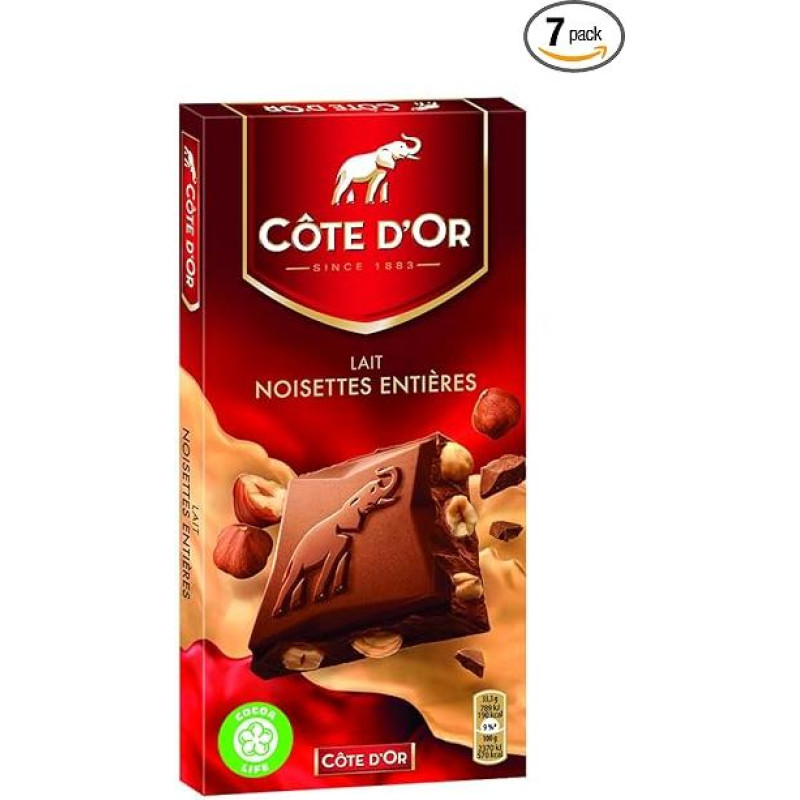 Côte d'Or Brussels Nuts Milk with Whole Hazelnuts Pack of 7 x 200 g