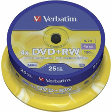 25 x DVD + RW - 4,7 GB 4x - matinis sidabrinis - su verpste - laikmena