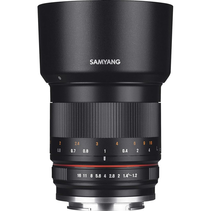 SAMYANG 7721 MF 50mm F1.2 APS-C Fuji X schwarz - rankinis fotoobjektyvas su 50 mm šventine šviesa, skirtas APS-C fotoaparatams su Fuji X-Mount, idealus portretui, švelnus efektas, kompaktiškas ir lengvas