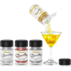 Edible Glitter Dust for Drinks 4 Colours: SIMEKKO Food Safe, Edible Gloss Dust for Cakes, Drinks, Strawberries and Fondant, Vegan & Sugar & Gluten Free (3 grams per bottle)