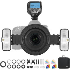 GODOX MF12-K2 makro blykstė Makro blykstė su GODOX XproII-S ir spalvotu filtru, 2.4G belaidis valdymas, TTL/M režimas, 3,7 V/6,29 W ličio baterija Suderinama su 