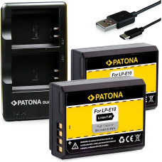 PATONA Dual Quick-Charger + 2x Battery LP-E10 für Canon EOS 1100D EOS 1200D EOS 1300D EOS Rebel T3 EOS Rebel T5 EOS Rebel T6 EOS Kiss X50 EOS Kiss X70 EOS Kiss X80 Including USB Cable