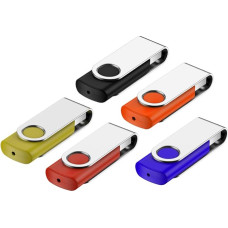 Fesaymi USB atmintinė 32 GB 2.0 Flash diskas Įvairiaspalvė atmintinė 360° pasukimo kampu greitaeigė atmintinė su dirželiu (32 GB, 5 vnt.)