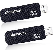 Gigastone V30 USB atmintinė 128 GB, 2 vnt., USB 2.0, skirta kompiuteriui, stalui, televizoriui ir automobiliui (juoda)