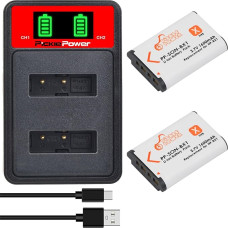 Pickle Power NP-BX1 Battery (1600 mAh 2-Pack) and Dual USB Charger LED Display for Sony DSC-RX1R, DSC-RX100 II, DSC-RX100M II, DSC-RX100 IV, DSC-RX100 V/VII, ZV-1, WX300, WX350, AS100V, AS300