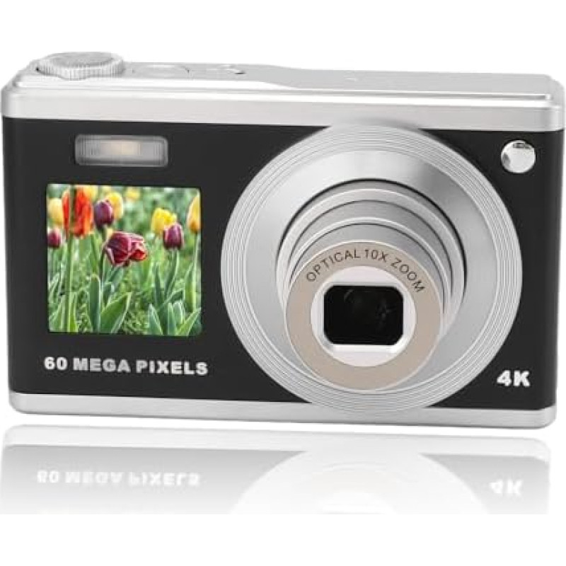 4K skaitmeninis fotoaparatas fotografijai, 10x optinis priartinimas, skaitmeninis fotoaparatas su automatiniu fokusavimu ir dvigubu Ultra HD ekranu, 60MP lauko vaizdo kamera su apsauga nuo drebėjimo, skirta asmenukėms