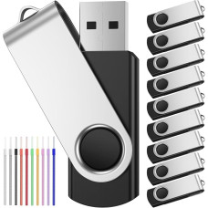 USB atmintinė 1 GB Pakuotė iš 10 atminties lazdelių Sulankstomos USB atmintinės 1 GB USB 2.0 atminties lazdelės Juodos spalvos 