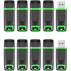 Pack of 10 32 GB USB Stick KEXIN Memory Stick USB 2.0 32 GB USB Sticks Pack of 10 USB Flash Drive with Cap LED Light Data Storage Stick Green