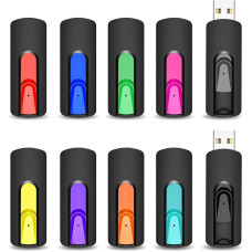 USB Stick 2 GB Pack of 10, Vansuny USB Stick 2.0 2 GB Pack of 10 Slide Retractable, 2 GB Memory Stick Data Storage Backup for PC (2 GB Pack of 10, Multi-Colour)