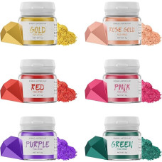 Wwtop Edible Glitter - 3g x 6 Colours Glitter Powder for Drinks, Tasteless Food Glitter, Glitter Powder for Chocolate, Cake, Fondant, Cocktails, Drinks, Liquids - 3g/Bottle